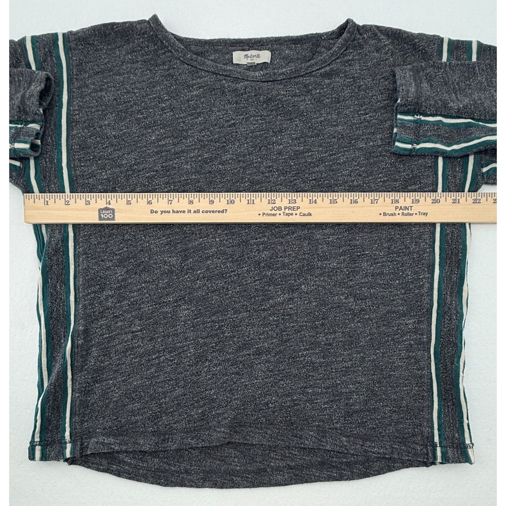 Madewell Womens‎ Small Gray Striped Cropped Sweatshirt Boxy Casual Top - Picture 7 of 8